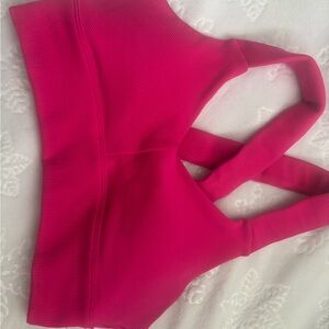 ALO Yoga Hot Pink Ribbed Sports Bra